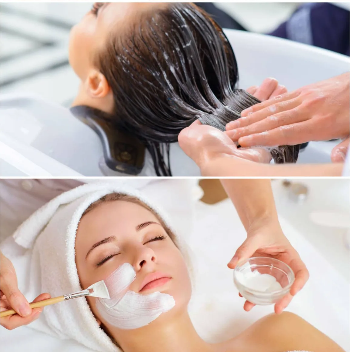 Close-up of a customized facial with LED light therapy at Glow Skin Spa